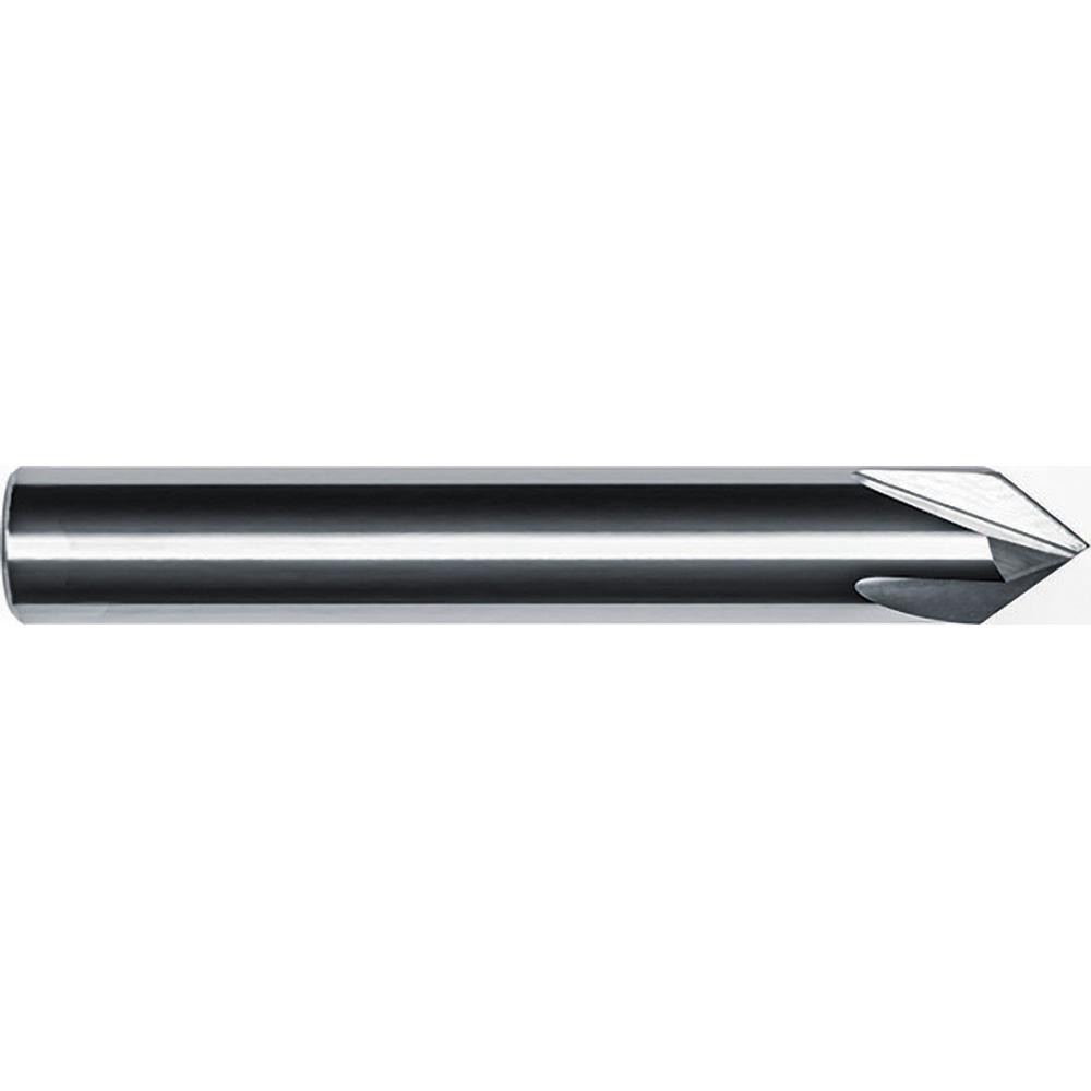 Internal Tool Chamfer Mill: 1/4" Dia, 1/4" Shank Dia, 50 deg, 4 Flute, Solid Carbide, Single End - 64-7400