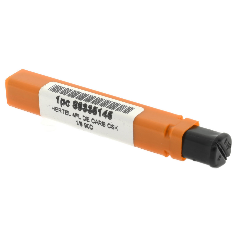 Hertel Countersink: 1/8" Head Dia, 90.00 deg Included Angle, 4 Flute, Solid Carbide, Right Hand Cut - 334-201070