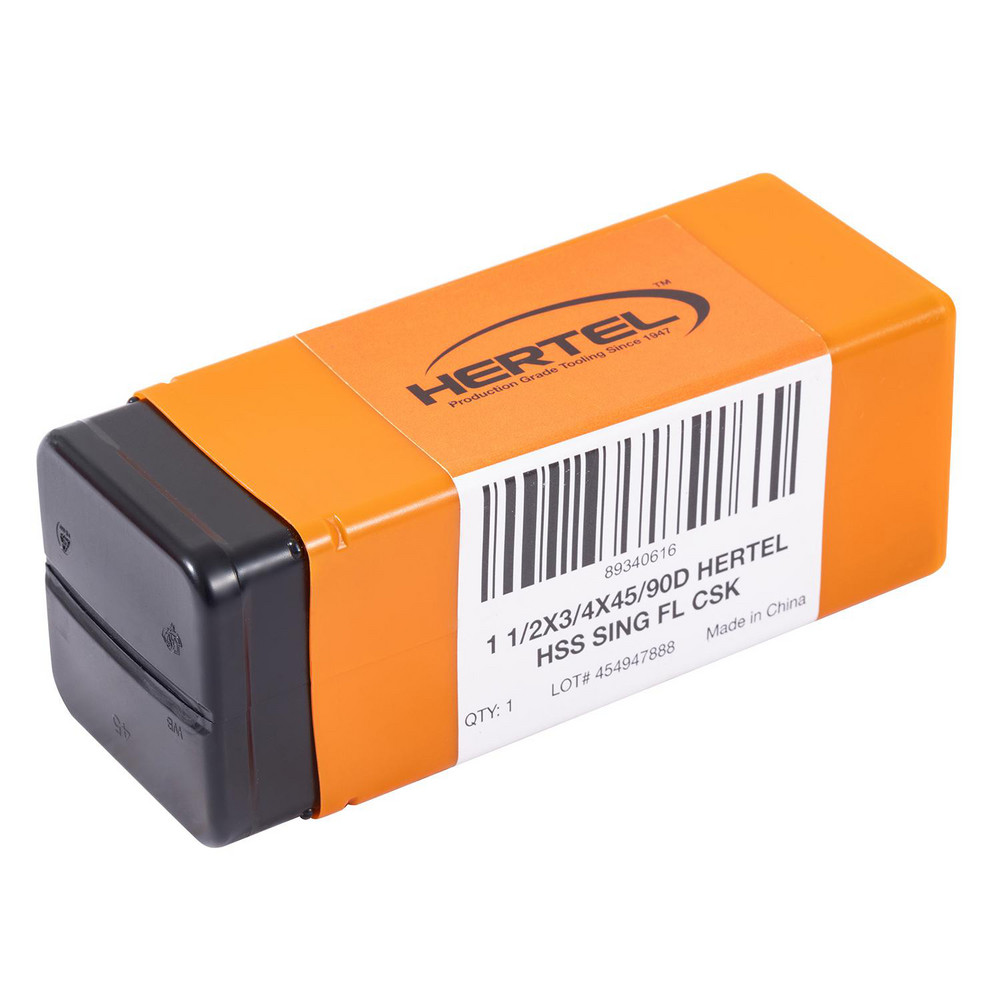 Hertel Countersink: 1-1/2" Head Dia, 90.00 deg Included Angle, 1 Flute, High-Speed Steel, Right Hand Cut - GX89340616