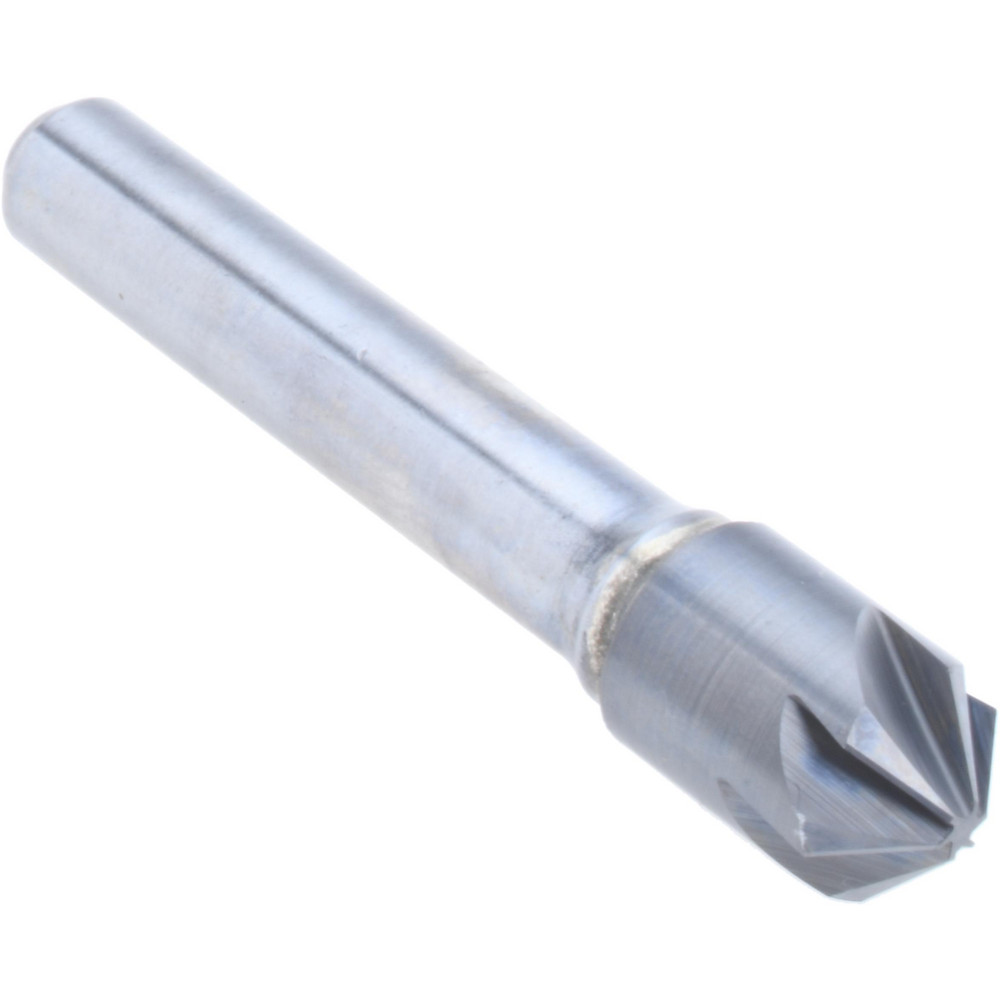 Hertel Countersink: 1/2" Head Dia, 100.00 deg Included Angle, 6 Flute, Solid Carbide, Right Hand Cut - 336-006580