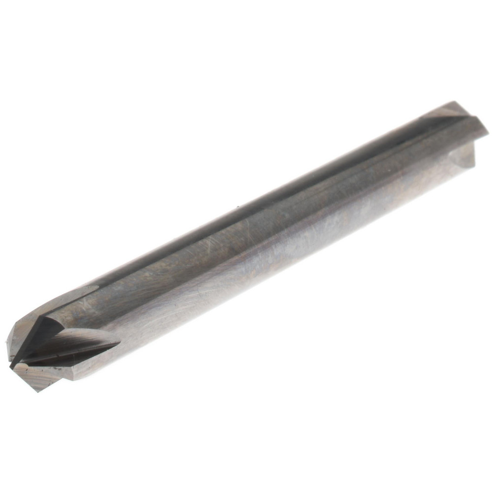 Made in USA Chamfer Mill: 1/4" Dia, 1/4" Shank Dia, 90 deg, 4 Flute, Solid Carbide, Double End - 64-1415