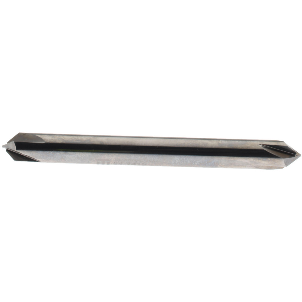 Made in USA Chamfer Mill: 1/4" Dia, 1/4" Shank Dia, 90 deg, 4 Flute, Solid Carbide, Double End - 64-1415