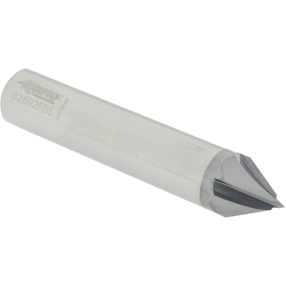 Accupro Chamfer Mill: 3/8" Dia, 3/8" Shank Dia, 60 deg, 4 Flute, Solid Carbide, Single End - 2500111
