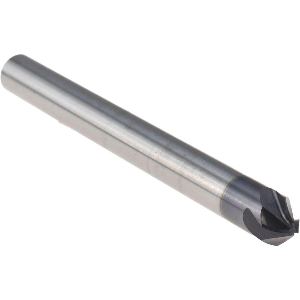 Harvey Tool Chamfer Mill: 1/4" Dia, 1/4" Shank Dia, 90 deg, 4 Flute, Solid Carbide, Single End - 859716-C3