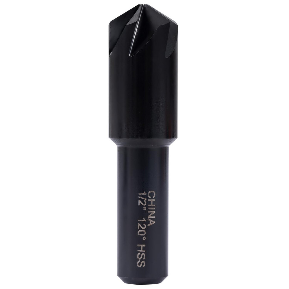 Hertel Countersink: 1/2" Head Dia, 120.00 deg Included Angle, 6 Flute, High-Speed Steel, Right Hand Cut - GX89330211