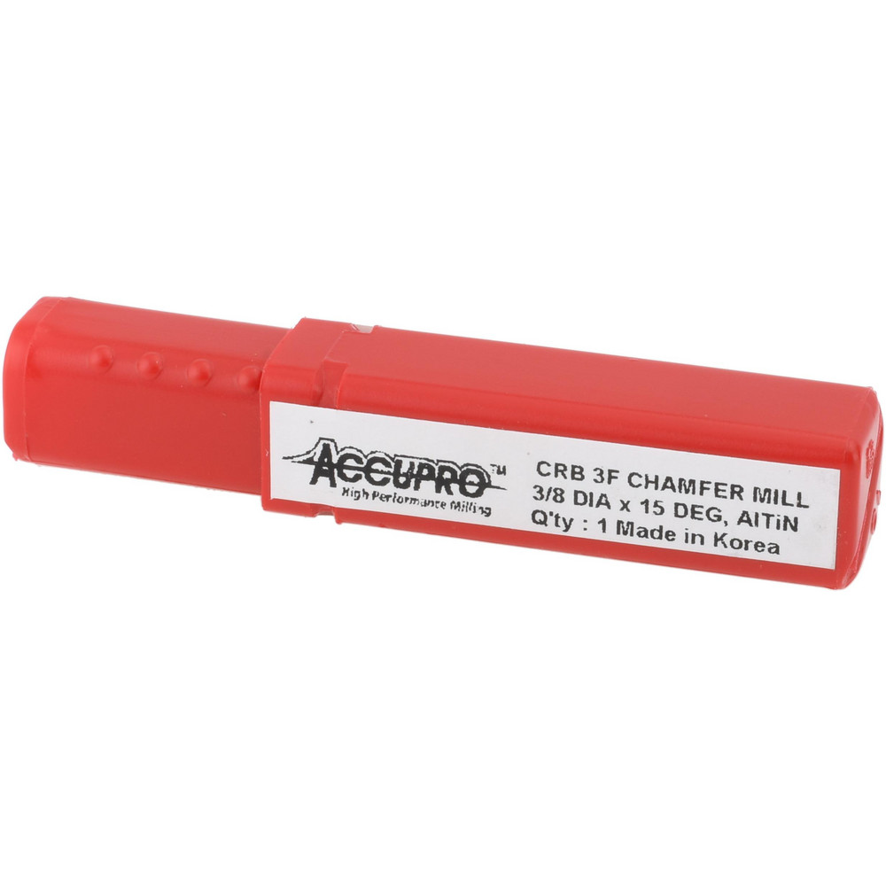 Accupro Chamfer Mill: 3/8" Dia, 3/8" Shank Dia, 30 deg, 3 Flute, Solid Carbide, Single End - EM99943861
