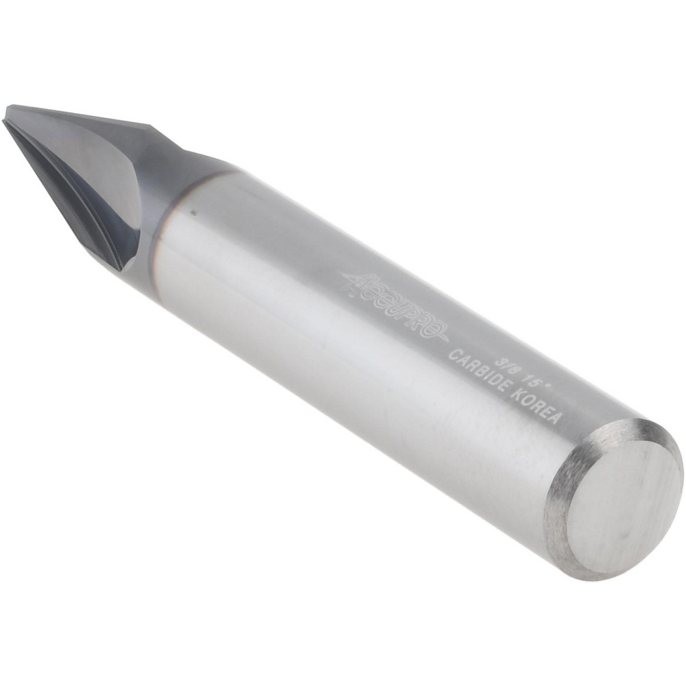 Accupro Chamfer Mill: 3/8" Dia, 3/8" Shank Dia, 30 deg, 3 Flute, Solid Carbide, Single End - EM99943861