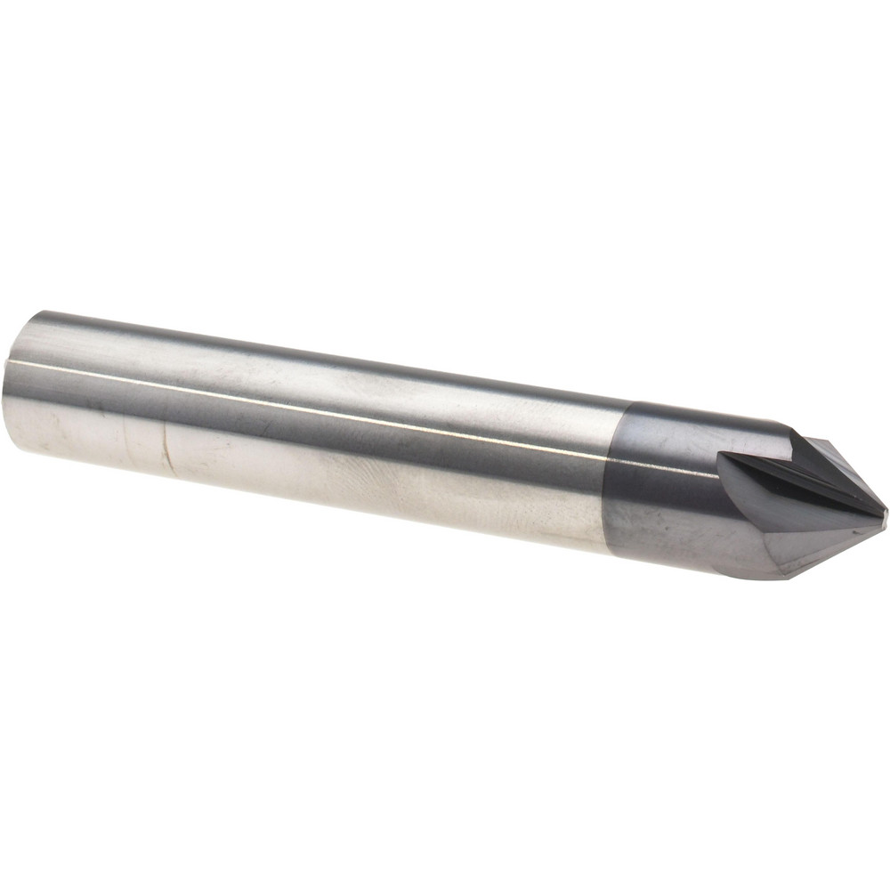 Harvey Tool Chamfer Mill: 1/2" Dia, 1/2" Shank Dia, 100 deg, 4 Flute, Solid Carbide, Single End - 18350-C3