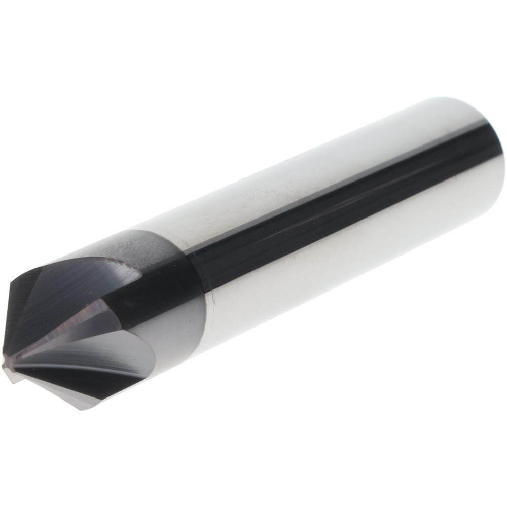 Harvey Tool Chamfer Mill: 1/2" Dia, 1/2" Shank Dia, 75 deg, 4 Flute, Solid Carbide, Single End - 18338-C3