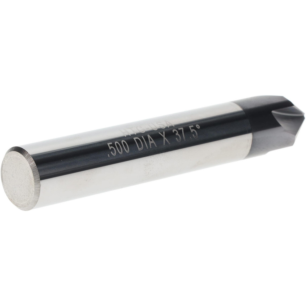 Harvey Tool Chamfer Mill: 1/2" Dia, 1/2" Shank Dia, 75 deg, 4 Flute, Solid Carbide, Single End - 18338-C3