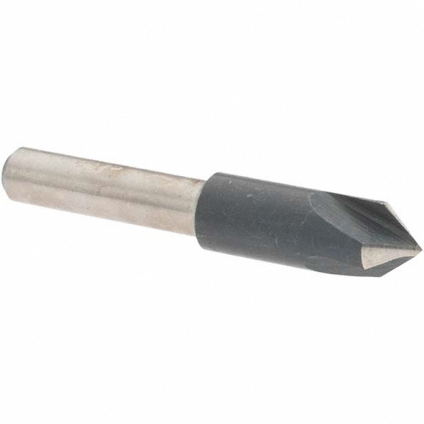 Value Collection Countersink: 1/4" Head Dia, 82.00 deg Included Angle, 3 Flute, High-Speed Steel, Right Hand Cut - 28615