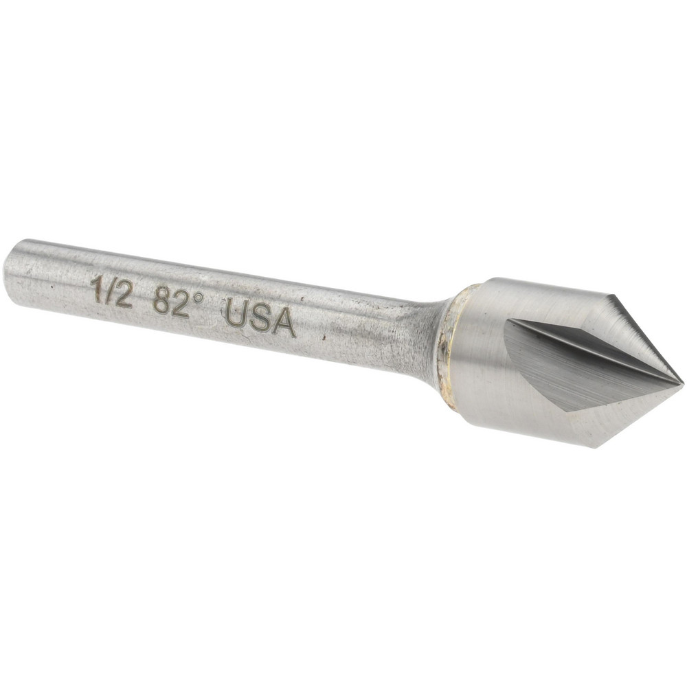 Titan USA Countersink: 1/2" Head Dia, 82.00 deg Included Angle, 3 Flute, Solid Carbide, Right Hand Cut - CS33232