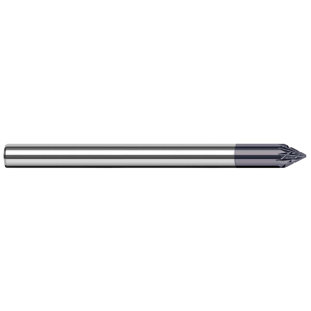 Harvey Tool Chamfer Mill: 3/8" Dia, 3/8" Shank Dia, 90 deg, Solid Carbide, Single End - 784445-C3