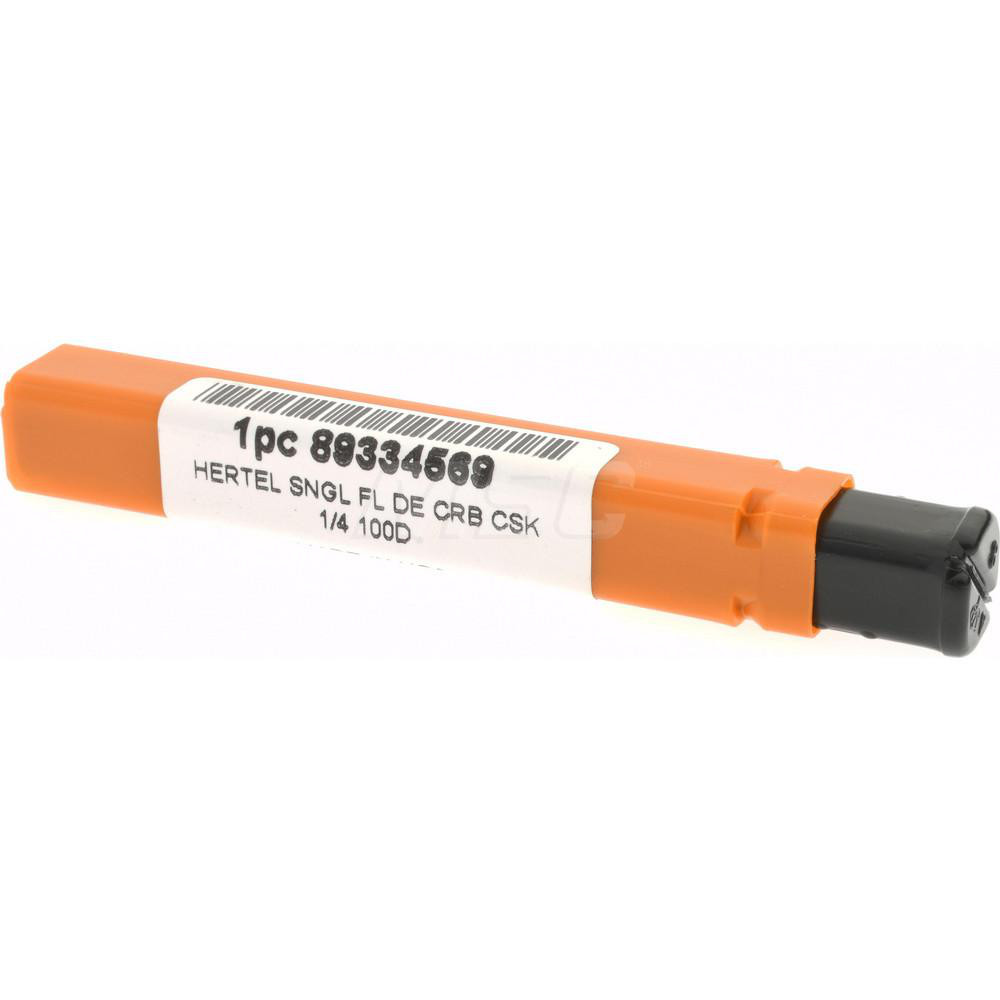 Hertel Countersink: 1/4" Head Dia, 100.00 deg Included Angle, 1 Flute, Solid Carbide, Right Hand Cut - 331-203080