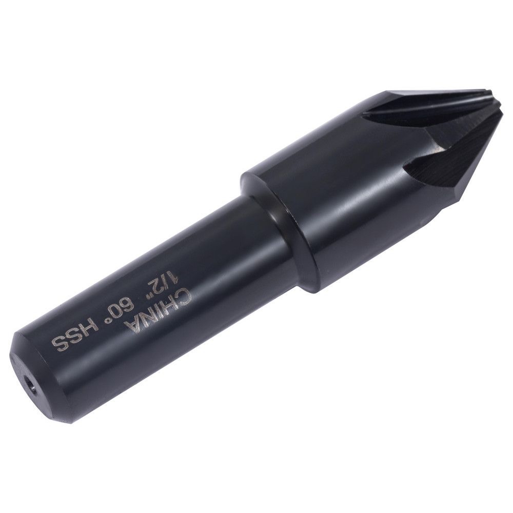 Hertel Countersink: 1/2" Head Dia, 60.00 deg Included Angle, 6 Flute, High-Speed Steel, Right Hand Cut - GX89330617