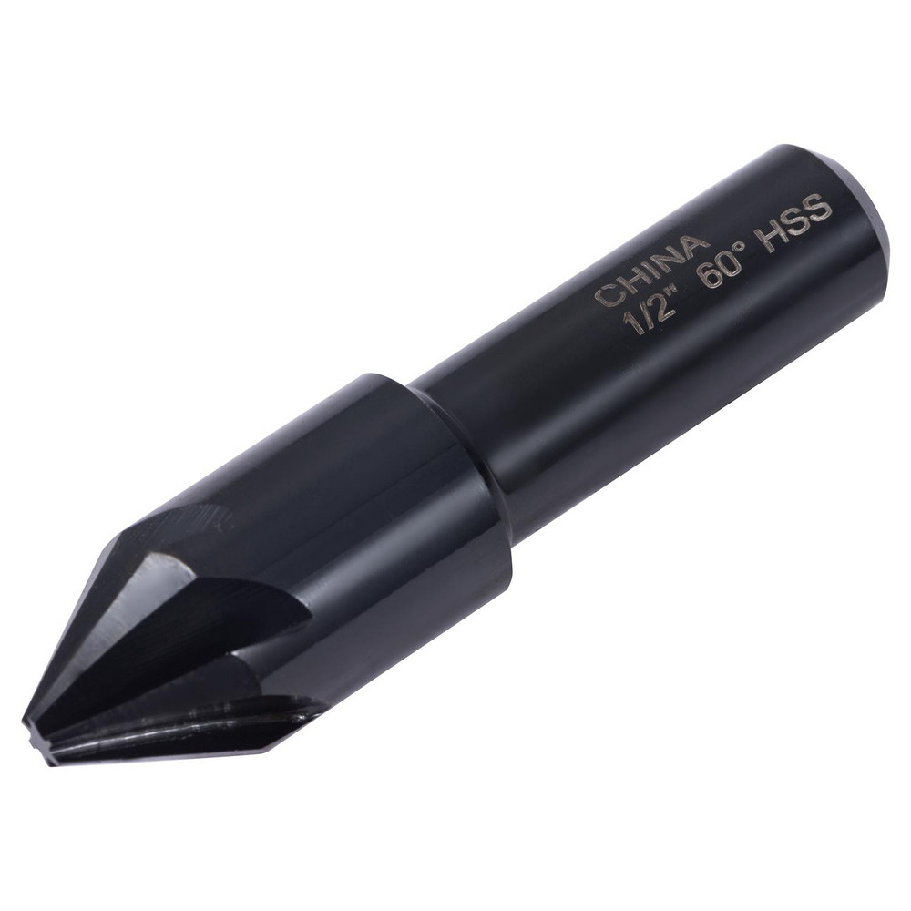 Hertel Countersink: 1/2" Head Dia, 60.00 deg Included Angle, 6 Flute, High-Speed Steel, Right Hand Cut - GX89330617