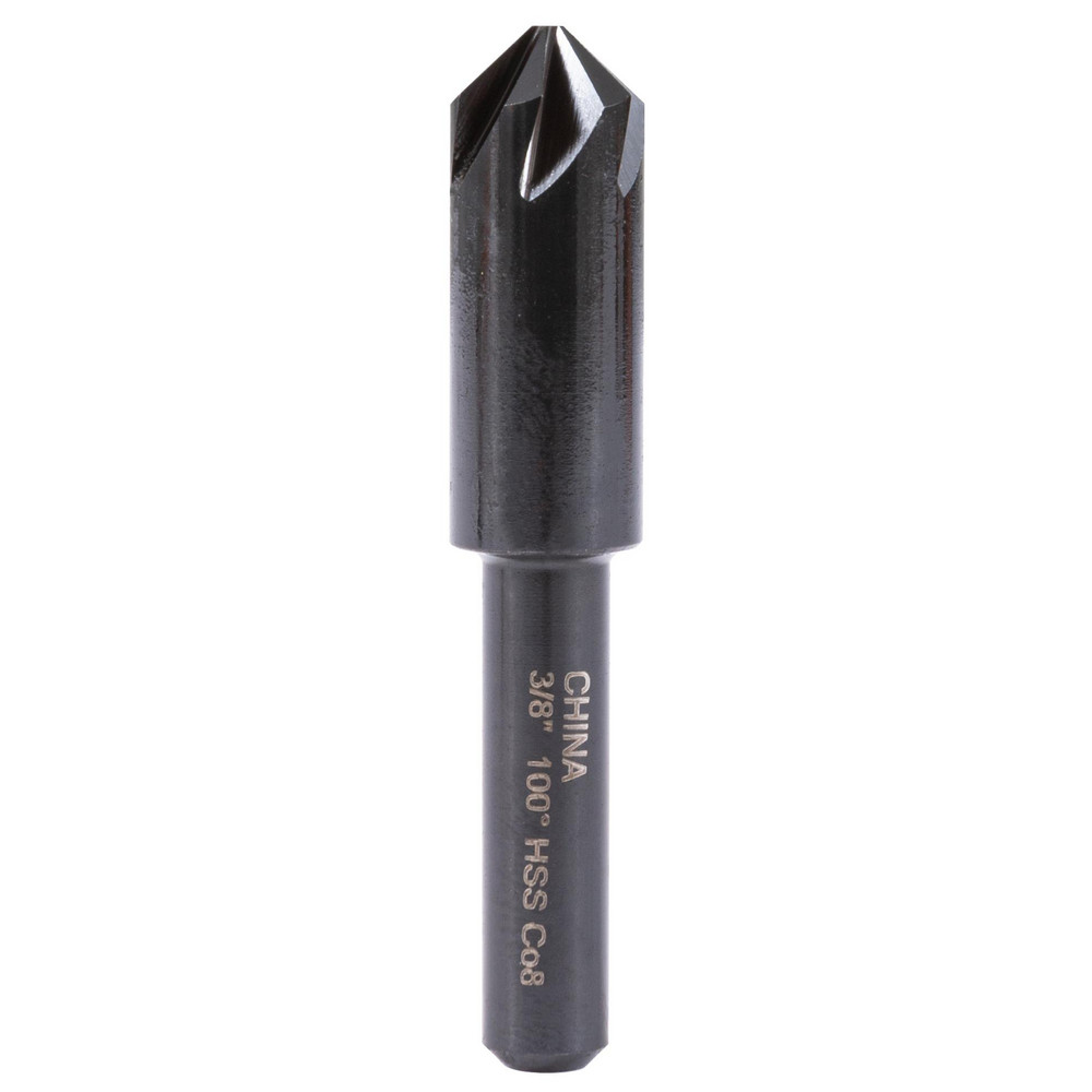 Hertel Countersink: 3/8" Head Dia, 100.00 deg Included Angle, 6 Flute, High-Speed Steel, Right Hand Cut - GX89330260