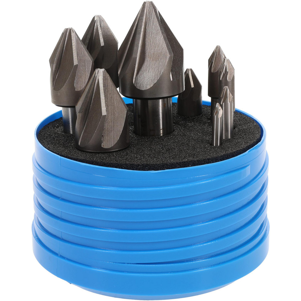 Value Collection Countersink Set: 10 Pc, 3/16 to 1-1/4" Head Dia, 6 Flute, 60 deg Included Angle - SC20601210S