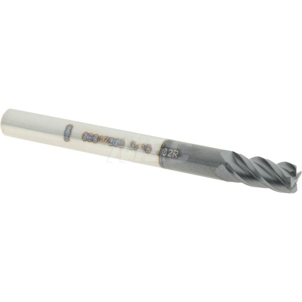 Harvey Tool Chamfer Mill: 3/16" Dia, 3/16" Shank Dia, 60 deg, 2 Flute, Solid Carbide, Single End - 72430