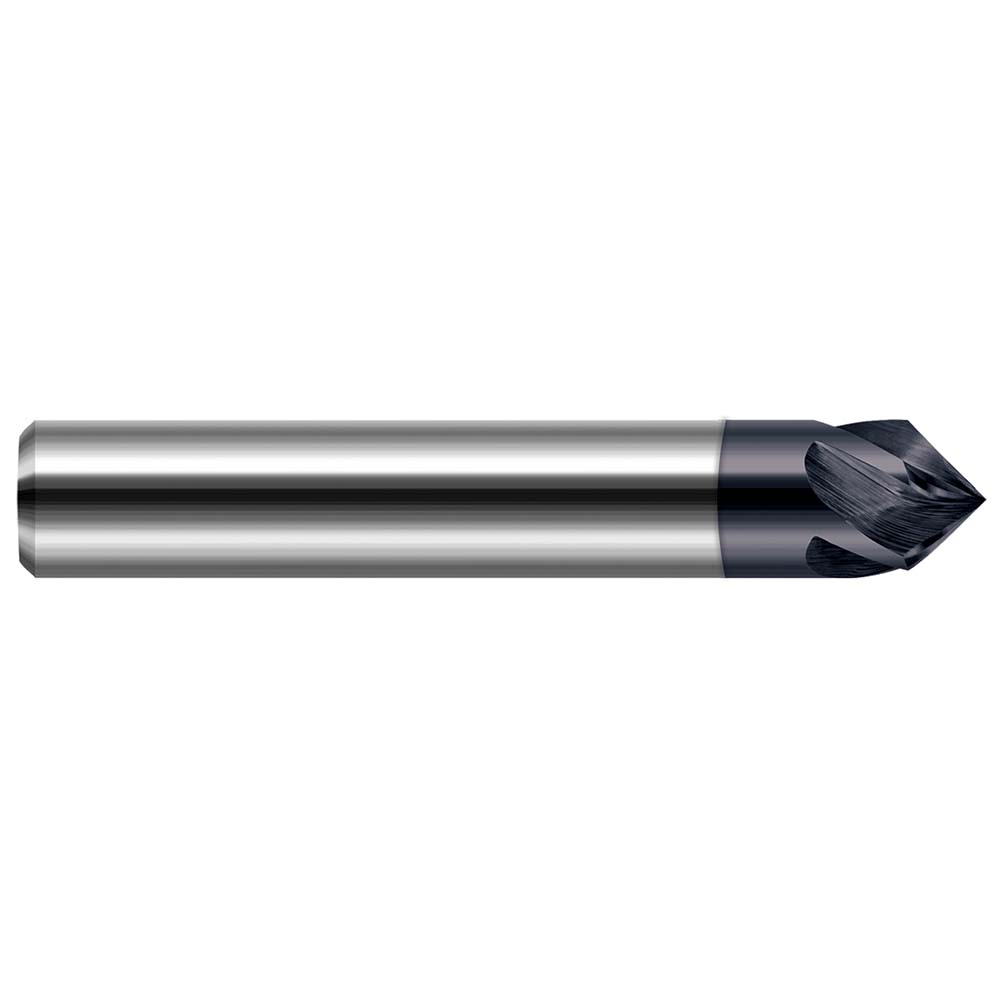 Harvey Tool Chamfer Mill: 3/16" Dia, 3/16" Shank Dia, 60 deg, 2 Flute, Solid Carbide, Single End - 72430