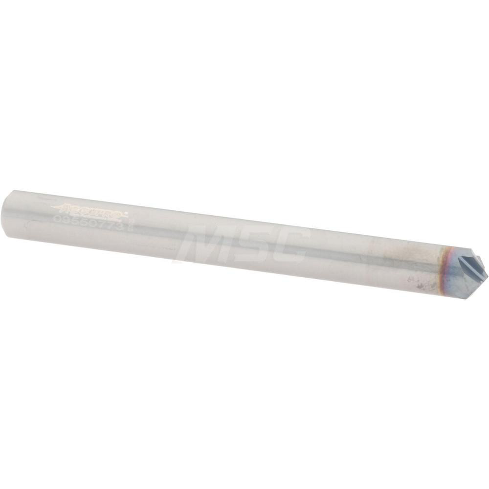 Harvey Tool Chamfer Mill: 3/16" Dia, 3/16" Shank Dia, 60 deg, 2 Flute, Solid Carbide, Single End - 72430