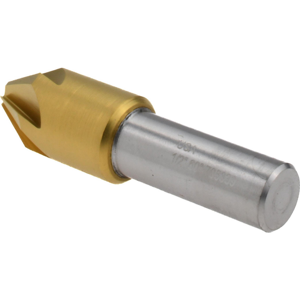 Melin Tool Countersink: 1/2" Head Dia, 60.00 deg Included Angle, 6 Flute, Cobalt Steel, Right Hand Cut - 18212