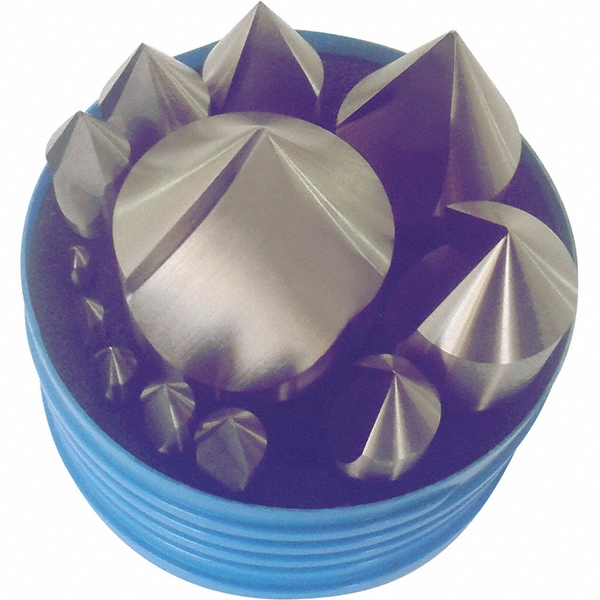 Value Collection Countersink Set: 12 Pc, 3/16 to 2" Head Dia, 1 Flute, 90 deg Included Angle - SC109012S