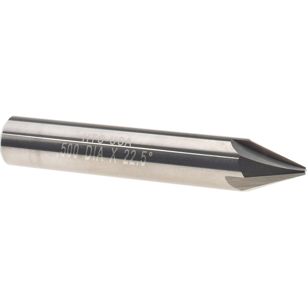 Harvey Tool Chamfer Mill: 1/8" Dia, 1/8" Shank Dia, 45 deg, 2 Flute, Solid Carbide, Single End - 18723-C3