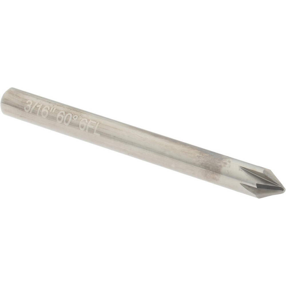 Hertel Countersink: 3/16" Head Dia, 60.00 deg Included Angle, 6 Flute, Solid Carbide, Right Hand Cut - 336-002050