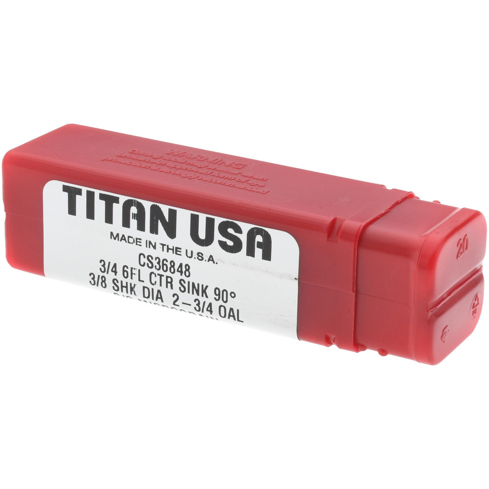 Titan USA Countersink: 3/4" Head Dia, 90.00 deg Included Angle, 6 Flute, Solid Carbide, Right Hand Cut - CS36848