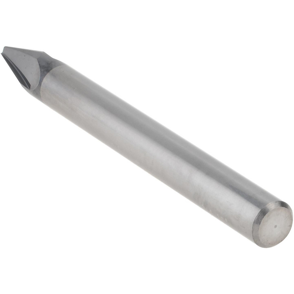 Accupro Chamfer Mill: 1/4" Dia, 1/4" Shank Dia, 30 deg, 3 Flute, Solid Carbide, Single End - EM99943835