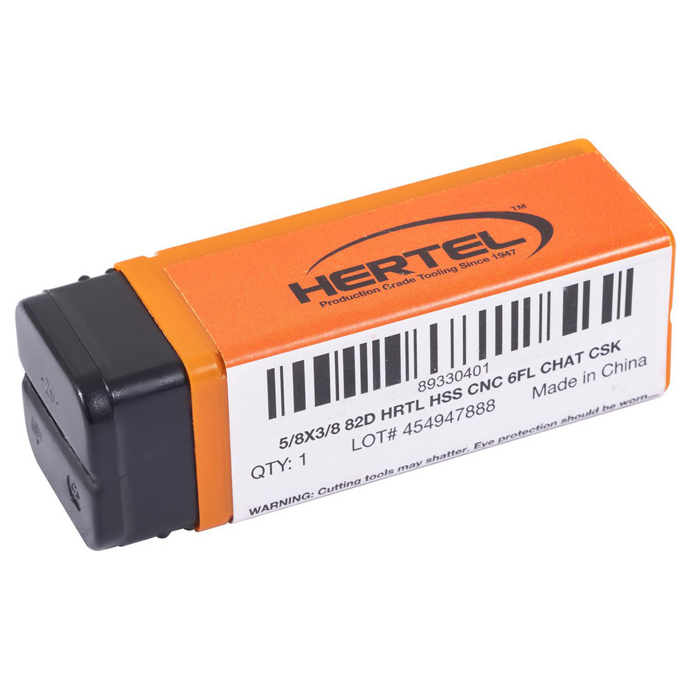 Hertel Countersink: 5/8" Head Dia, 82.00 deg Included Angle, 6 Flute, High-Speed Steel, Right Hand Cut - GX89330401