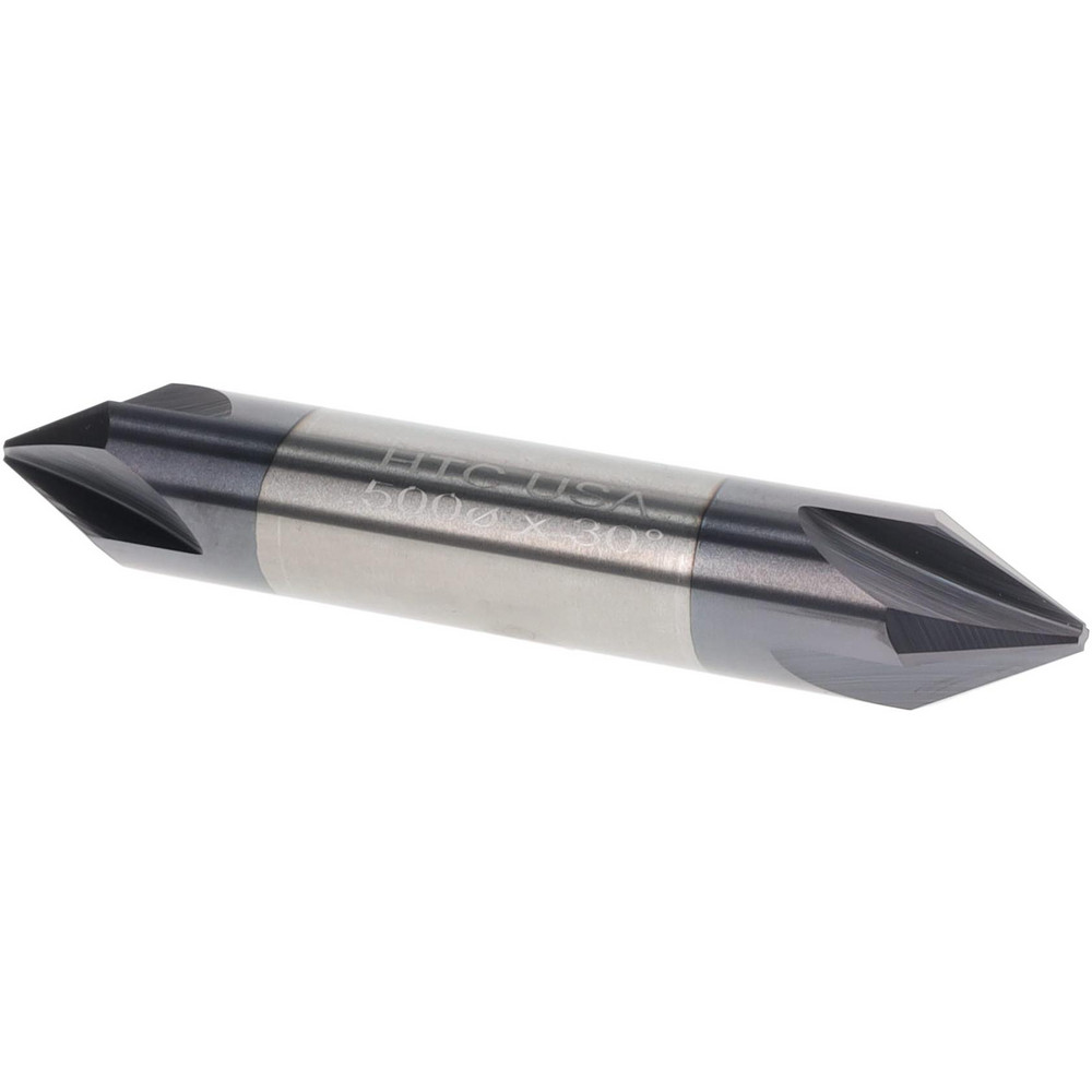 Harvey Tool Chamfer Mill: 3/8" Dia, 3/8" Shank Dia, 60 deg, 3 Flute, Solid Carbide, Single End - 916524