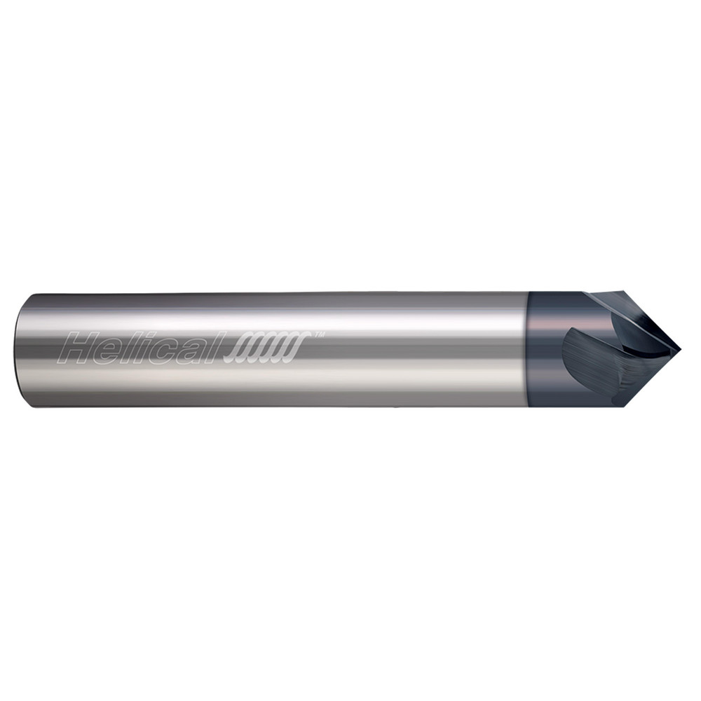 Helical Solutions Chamfer Mill: 3/8" Dia, 3/8" Shank Dia, 120 deg, 3 Flute, Solid Carbide, Single End - 07016