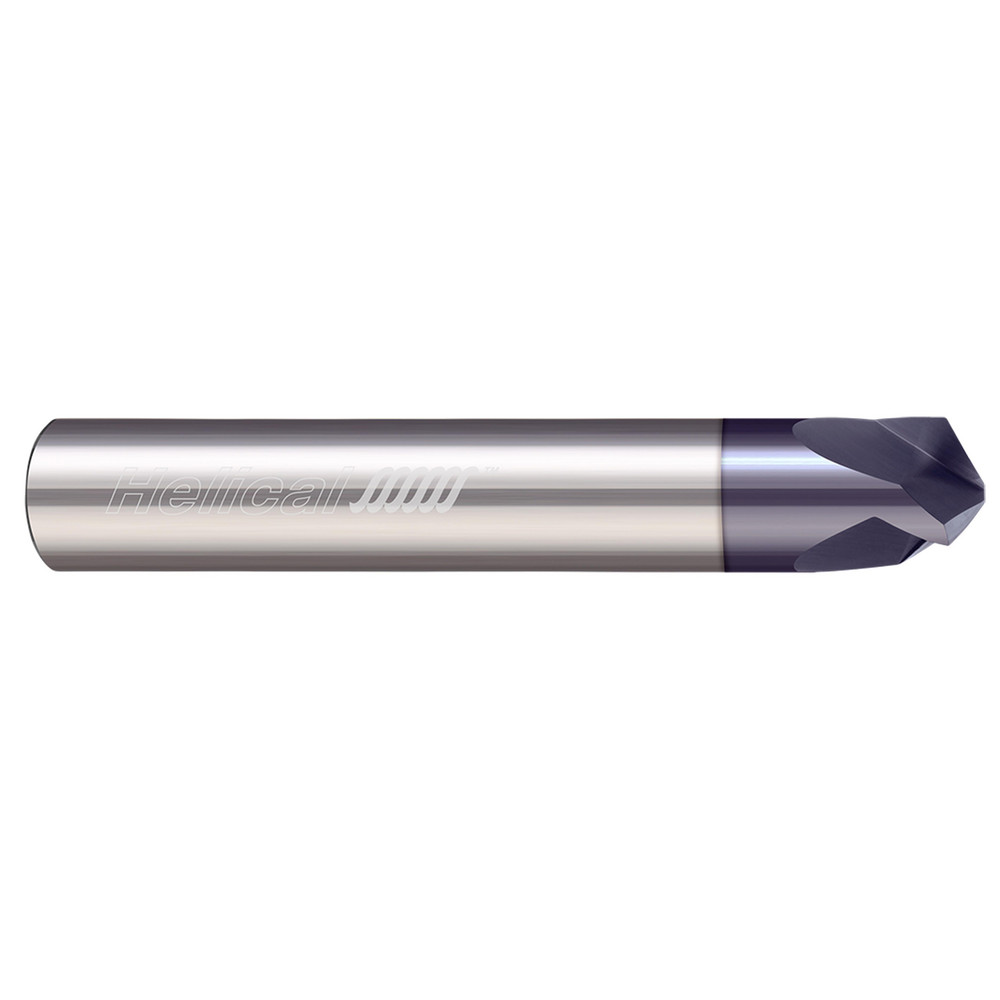 Helical Solutions Chamfer Mill: 3/8" Dia, 3/8" Shank Dia, 120 deg, 3 Flute, Solid Carbide, Single End - 07016