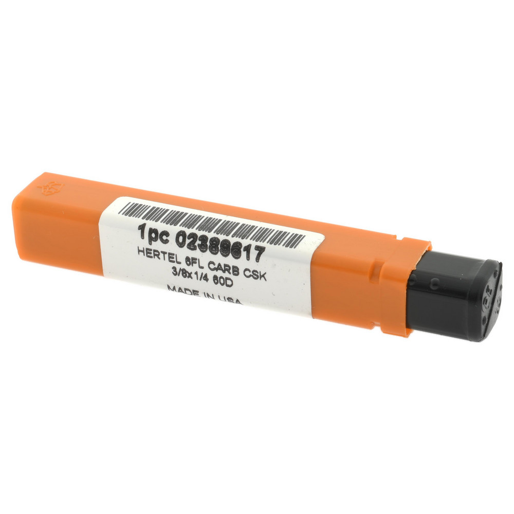 Hertel Countersink: 3/8" Head Dia, 60.00 deg Included Angle, 6 Flute, Solid Carbide, Right Hand Cut - 336-005050
