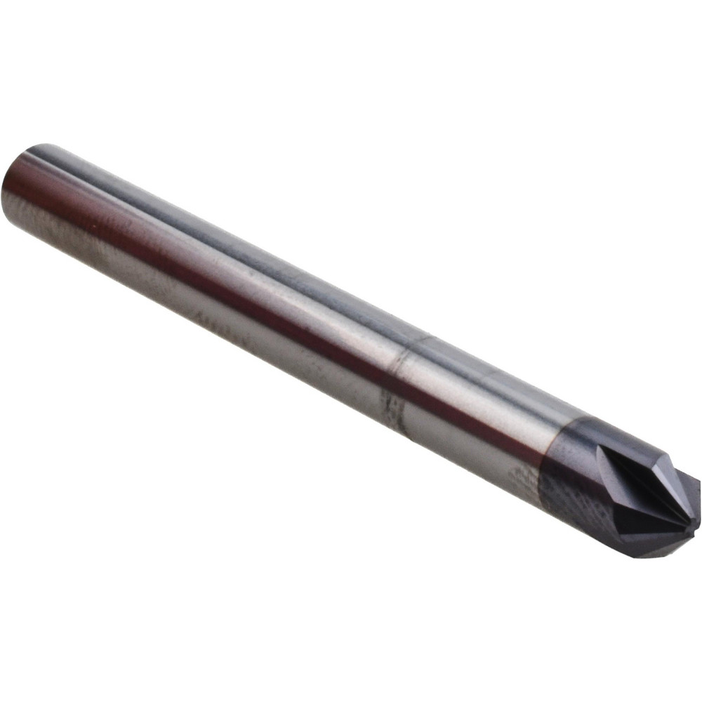 Harvey Tool Chamfer Mill: 1/4" Dia, 1/4" Shank Dia, 60 deg, 4 Flute, Solid Carbide, Single End - 876430-C3