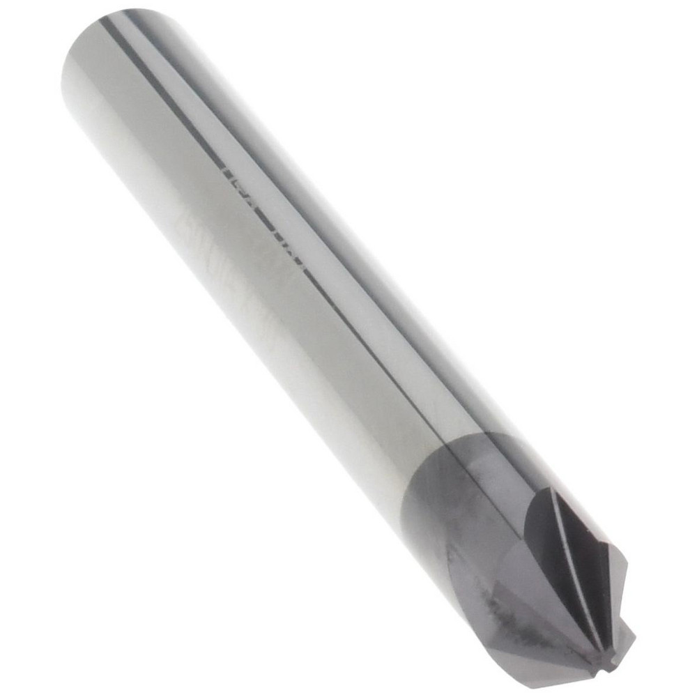 Harvey Tool Chamfer Mill: 1/4" Dia, 1/4" Shank Dia, 60 deg, 4 Flute, Solid Carbide, Single End - 876430-C3