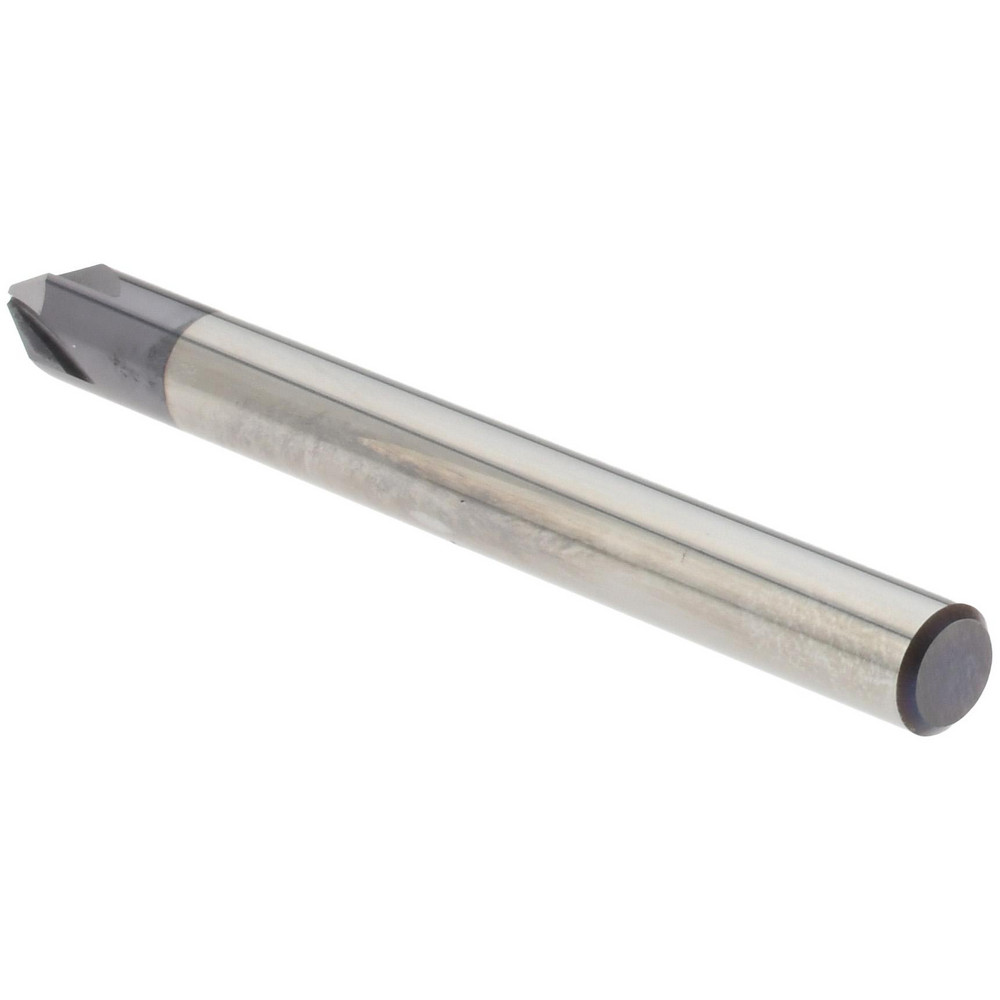 Harvey Tool Chamfer Mill: 1/4" Dia, 1/4" Shank Dia, 60 deg, 4 Flute, Solid Carbide, Single End - 876430-C3