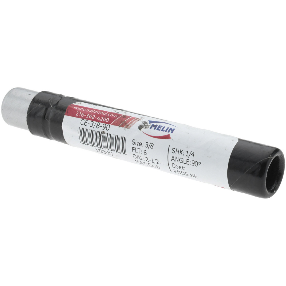 Melin Tool Countersink: 3/8" Head Dia, 90.00 deg Included Angle, 6 Flute, Solid Carbide, Right Hand Cut - 18390