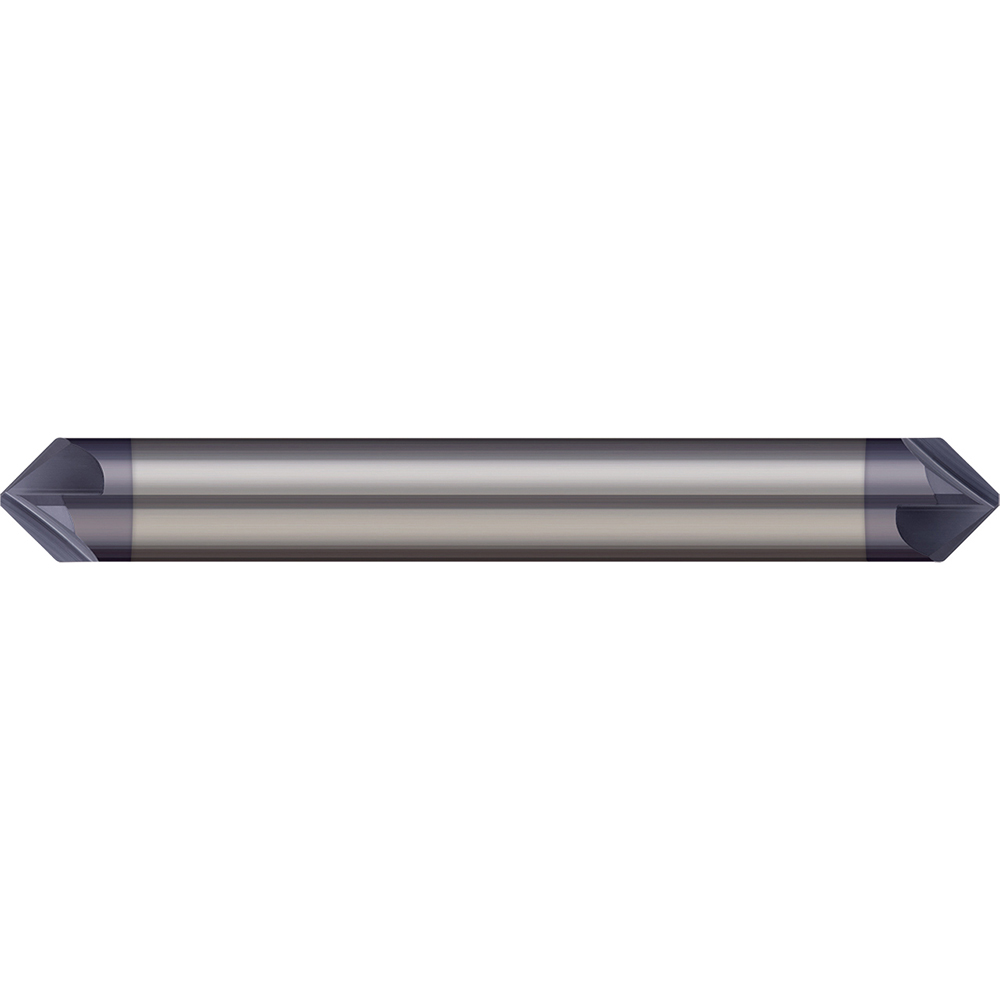 Harvey Tool Chamfer Mill: 1/4" Dia, 1/4" Shank Dia, 120 deg, 2 Flute, Solid Carbide, Double End - 977660-C3