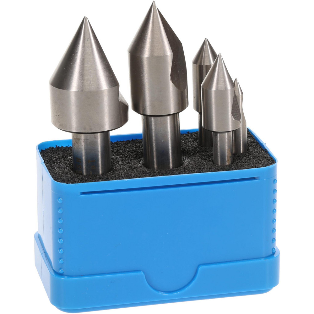 Value Collection Countersink Set: 5 Pc, 1/4 to 1" Head Dia, 1 Flute, 60 deg Included Angle - SC10605S