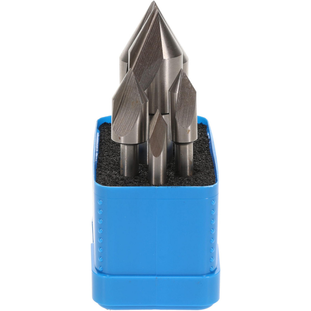 Value Collection Countersink Set: 5 Pc, 1/4 to 1" Head Dia, 1 Flute, 60 deg Included Angle - SC10605S
