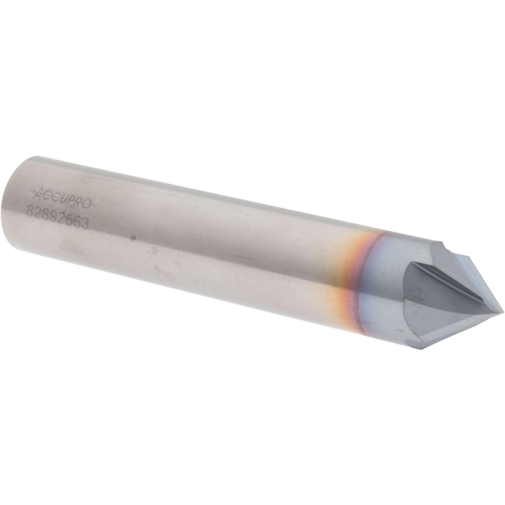 Accupro Chamfer Mill: 1/2" Dia, 1/2" Shank Dia, 82 deg, 4 Flute, Solid Carbide, Single End - 2500083