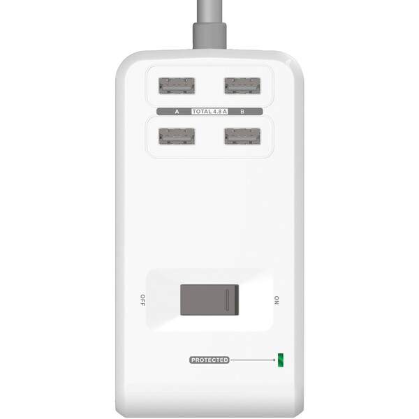 Accell Power U Power Station with Surge Protection, 6-Foot Cord (White) - D080B-045F
