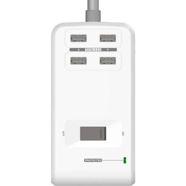 Accell Power U Power Station with Surge Protection, 6-Foot Cord (White) - D080B-045F