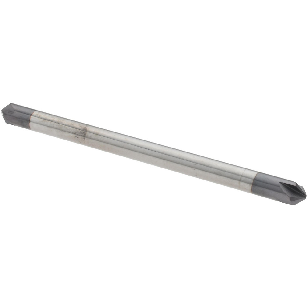 Harvey Tool Chamfer Mill: 3/16" Dia, 3/16" Shank Dia, 60 deg, 3 Flute, Solid Carbide, Double End - 897130-C3
