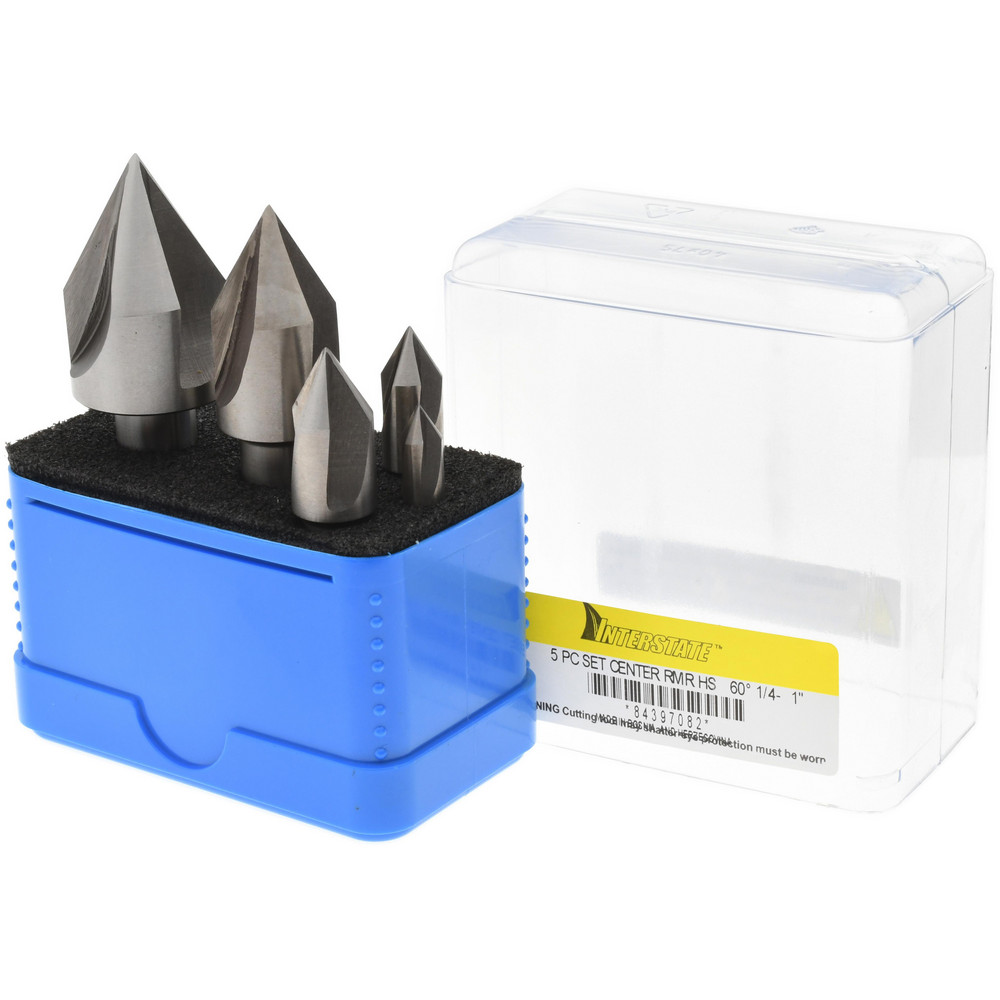 Value Collection Countersink Set: 5 Pc, 1/4 to 1" Head Dia, 3 Flute, 60 deg Included Angle - SC40605S