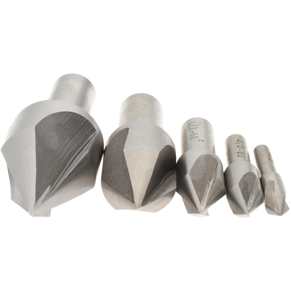Value Collection Countersink Set: 5 Pc, 1/4 to 1" Head Dia, 3 Flute, 60 deg Included Angle - SC40605S