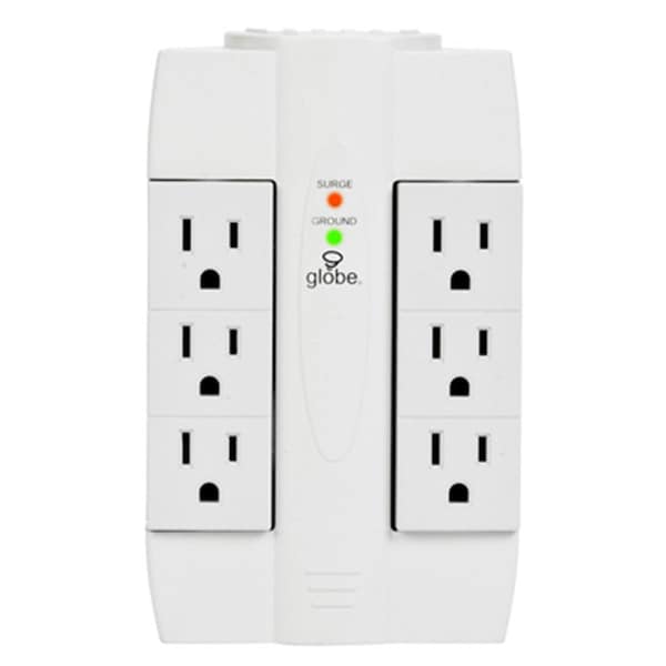 Globe Electric 2 USB 2.1A 6 Outlet White Swivel Surge Tap - GL571297